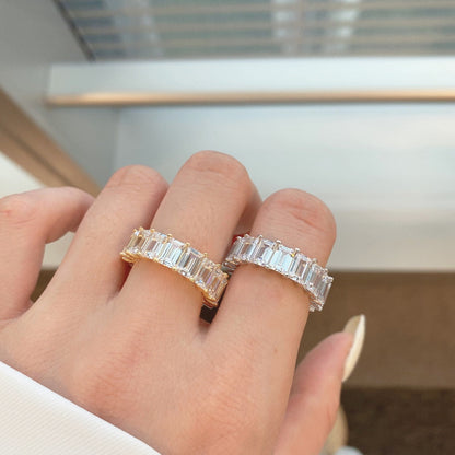 [RAFFINE]0.75 Carat Elegant Emerald Cut Tennis Ring