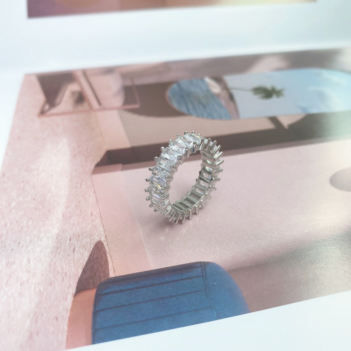 [RAFFINE]Unique Colorful Radiant Cut RIng