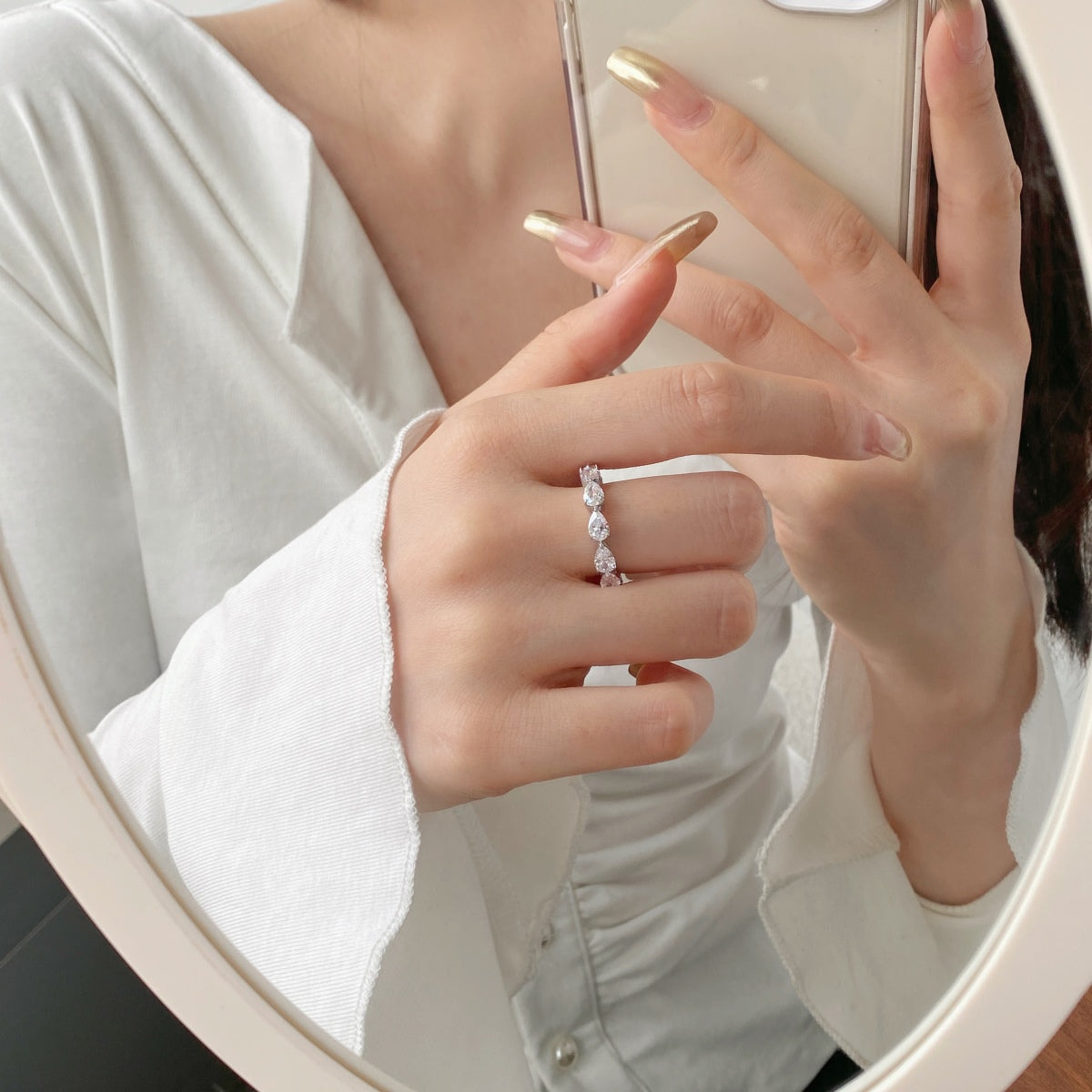 [RAFFINE]Exquisite Pear Cut Tennis Ring
