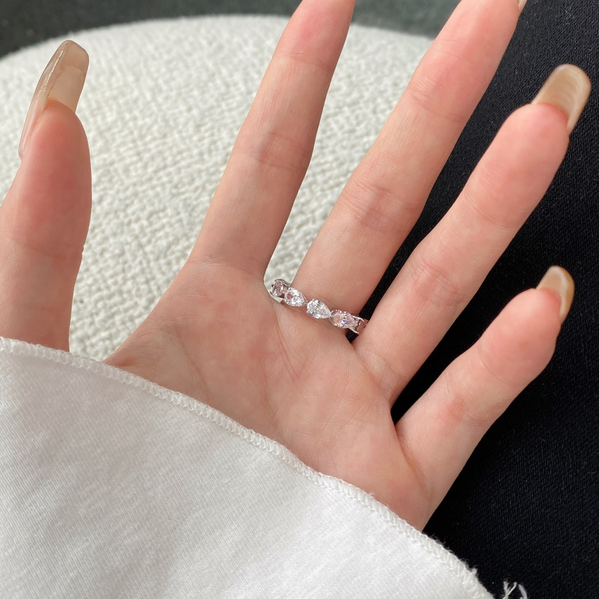 [RAFFINE]Exquisite Pear Cut Tennis Ring