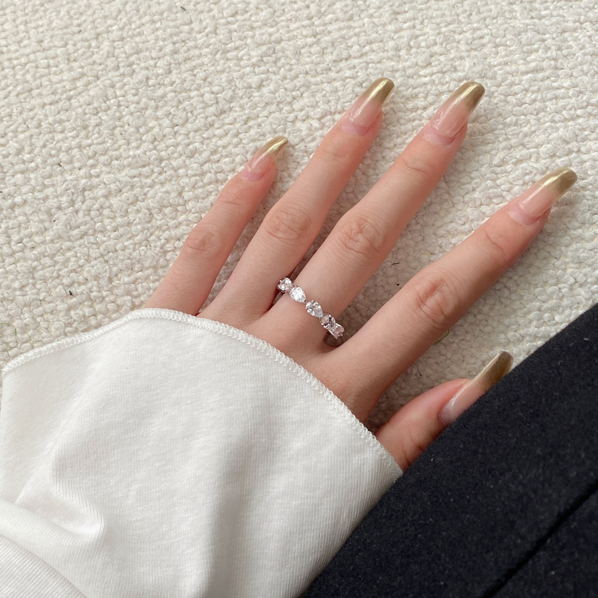 [RAFFINE]Exquisite Pear Cut Tennis Ring