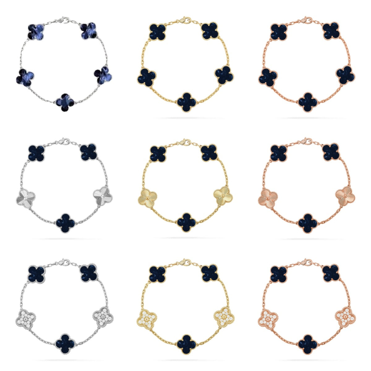 [RAFFINE]CLOVER 5 MOTIF PIETERSITE BRACELET COLLECTION