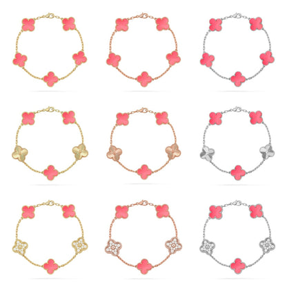 [RAFFINE] CLOVER 5 MOTIFS  PINK MOP BRACELET COLLECTION