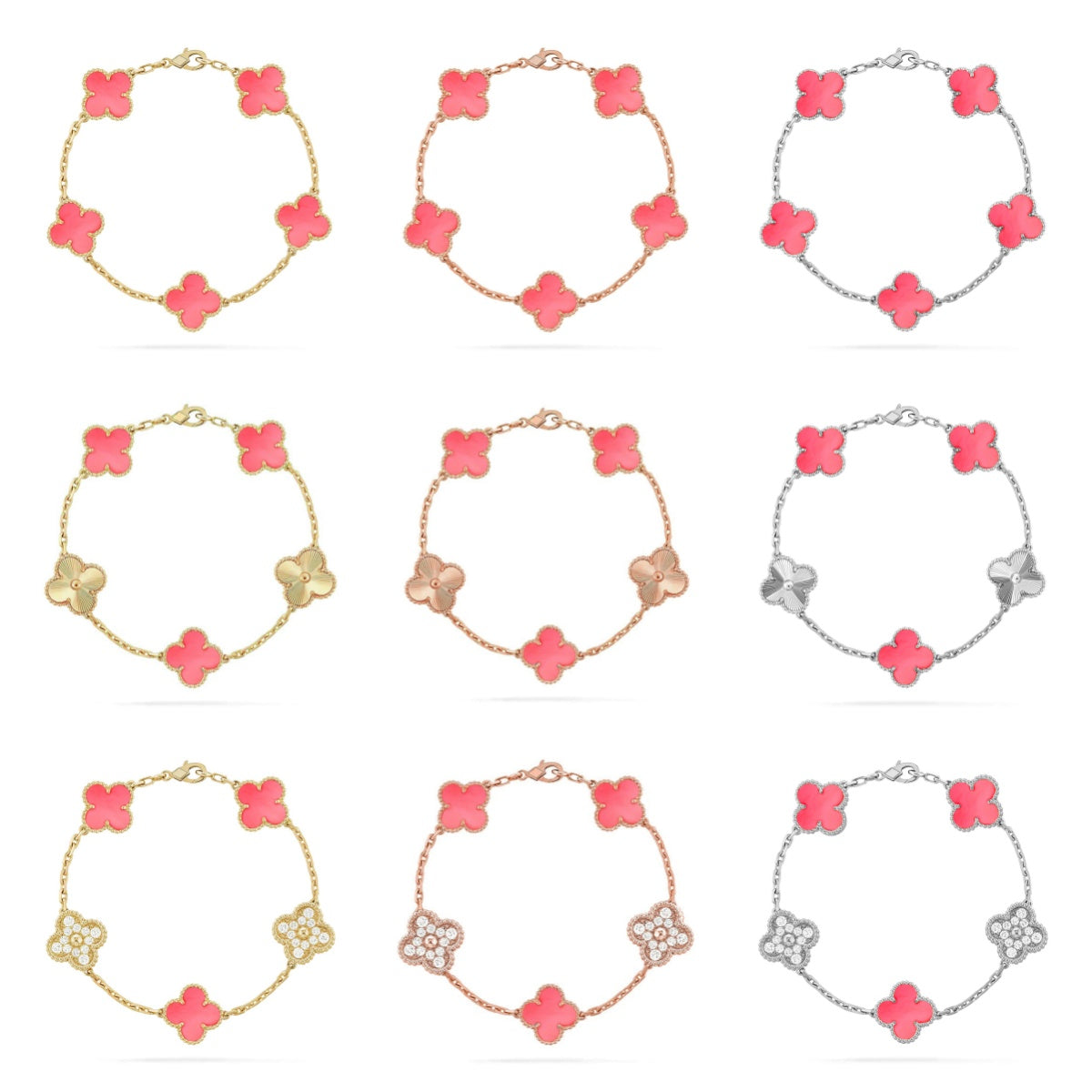 [LUXE] CLOVER 5 MOTIFS  PINK MOP BRACELET COLLECTION