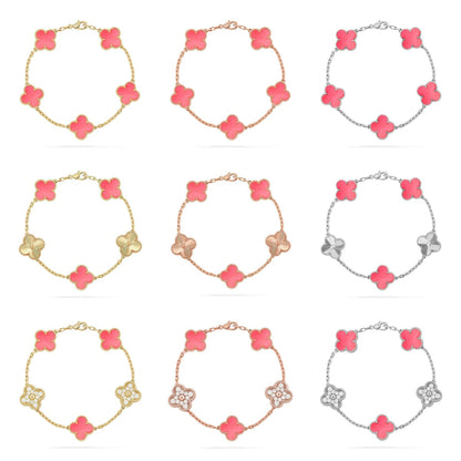 [LUXE] CLOVER 5 MOTIFS  PINK MOP BRACELET COLLECTION