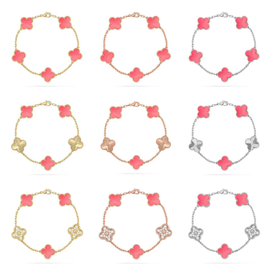 [LUXE] CLOVER 5 MOTIFS  PINK MOP BRACELET COLLECTION