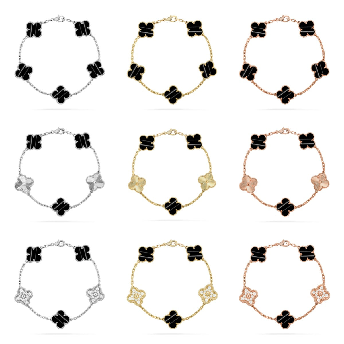 [RAFFINE] ARMBAND-KOLLEKTION MIT KLEEBÜTTEN-ANHÄNGER UND PULSARSTEIN