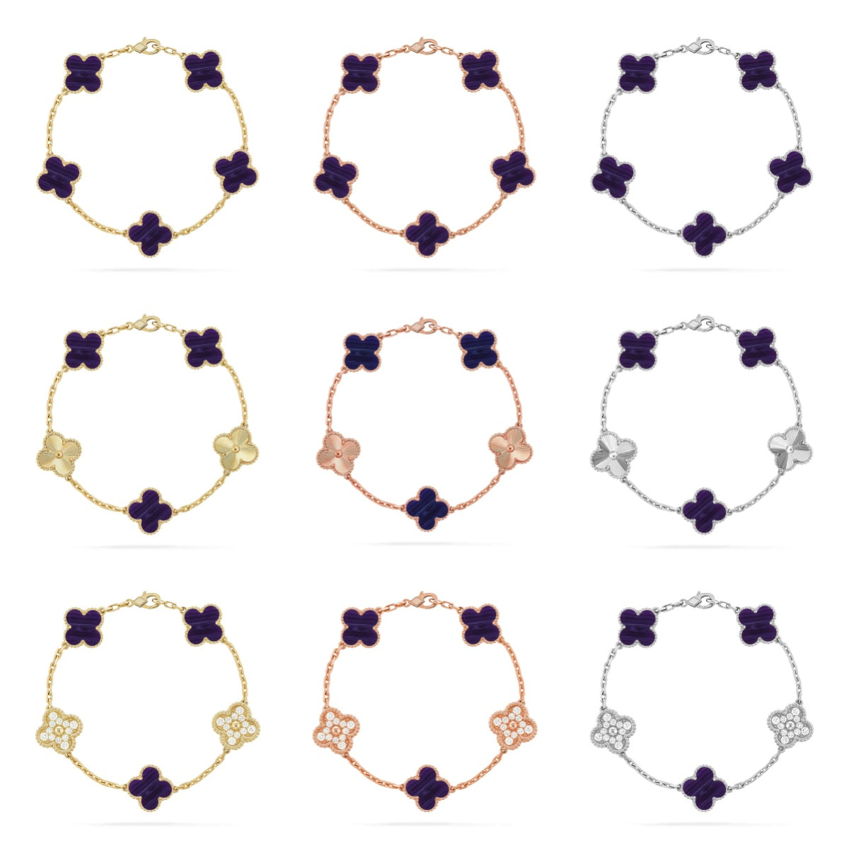 [RAFFINE]CLOVER 5 MOTIF PURPLE STRIPES BRACELET COLLECTION