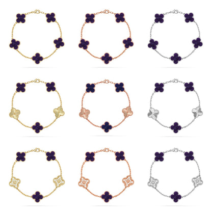 [RAFFINE]CLOVER 5 MOTIF PURPLE STRIPES BRACELET COLLECTION