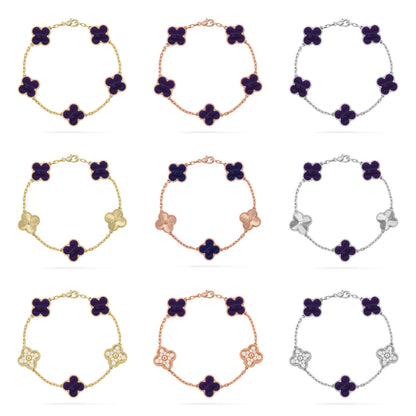 [LUXE]CLOVER 5 MOTIF PURPLE STRIPES BRACELET COLLECTION