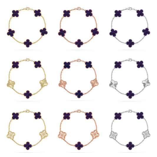 [LUXE]CLOVER 5 MOTIF PURPLE STRIPES BRACELET COLLECTION