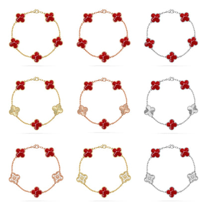 [RAFFINE]KLEEBKLEE 5 MOTIV ROT GEMUSTERTES ARMBAND KOLLEKTION