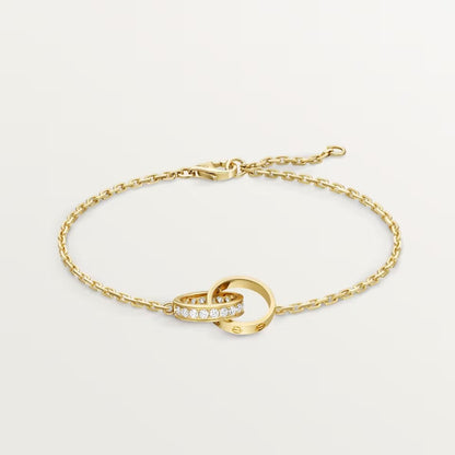 [Raffine]LOVE DOUBLE RING HALF DIAMOND BRACELET