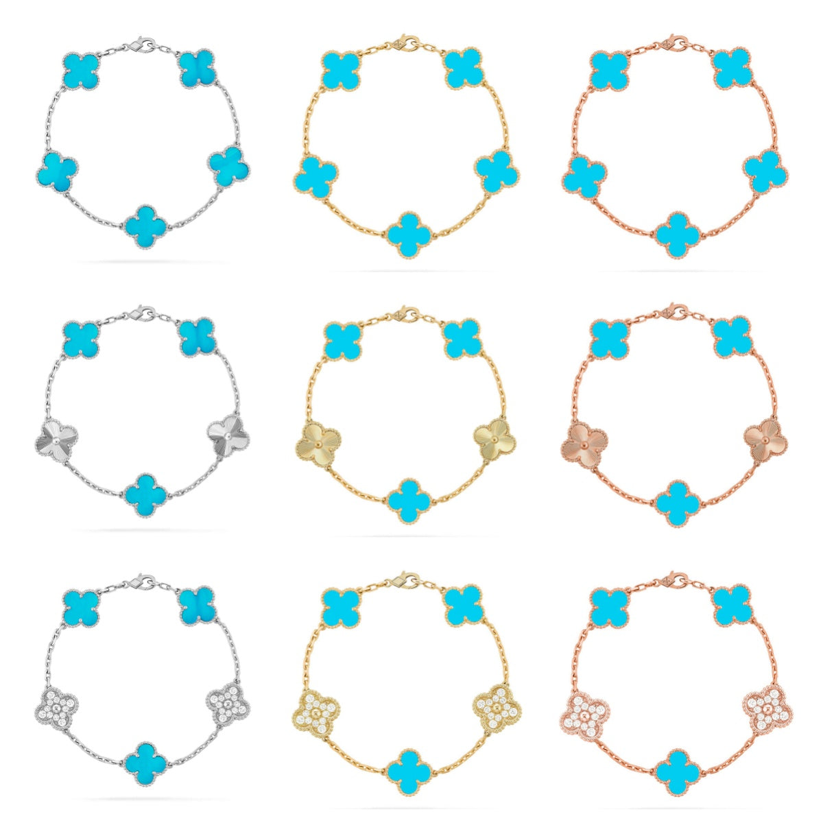 [RAFFINE] CLOVER 5 MOTIF TURQUOISE BRACELET COLLECTION