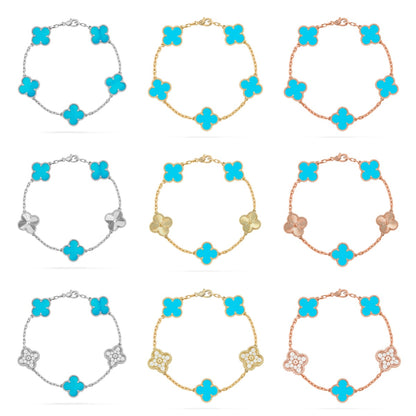 [RAFFINE] CLOVER 5 MOTIF TURQUOISE BRACELET COLLECTION