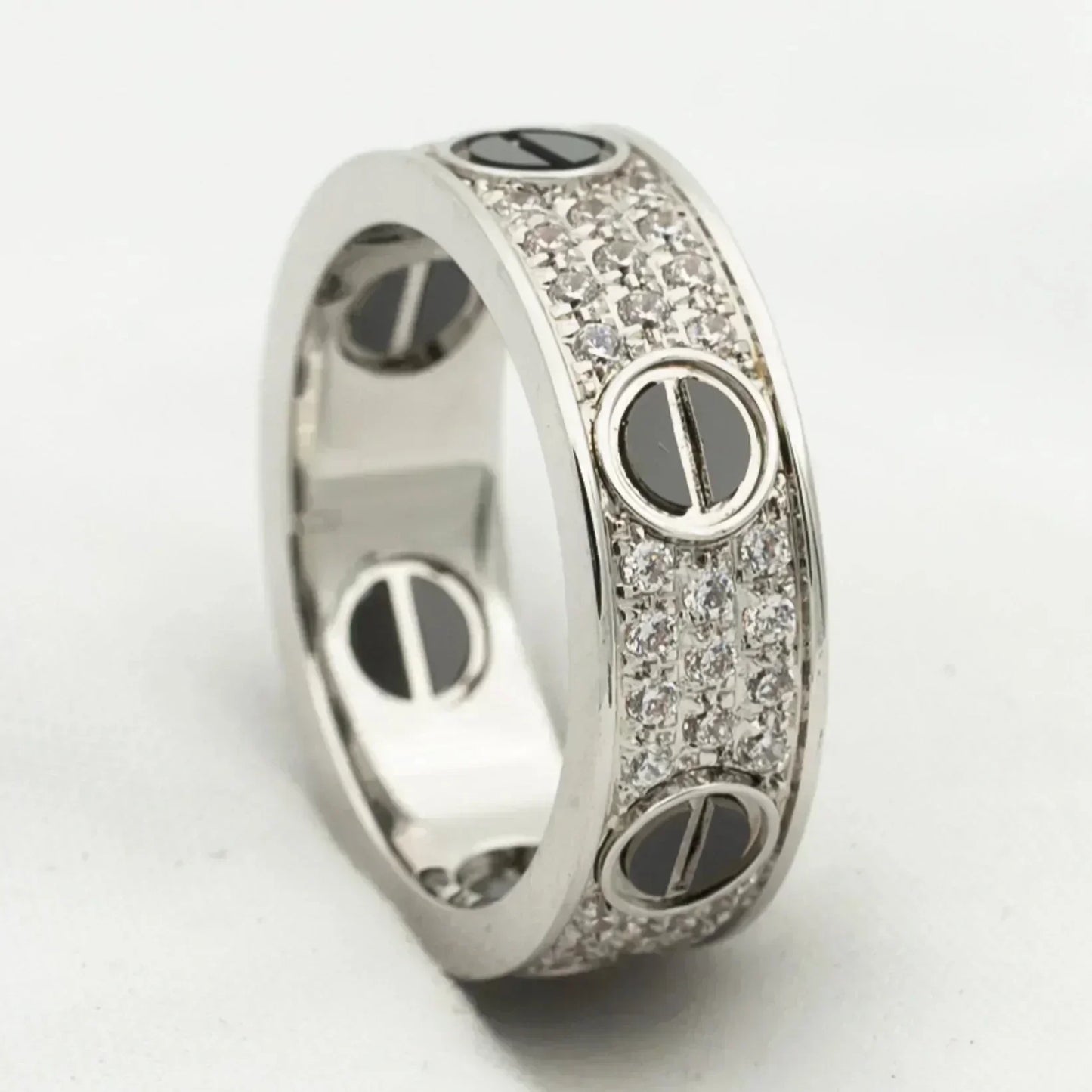 [Raffine] Liebesring 5,5 mm mit Diamanten besetzt, Keramik