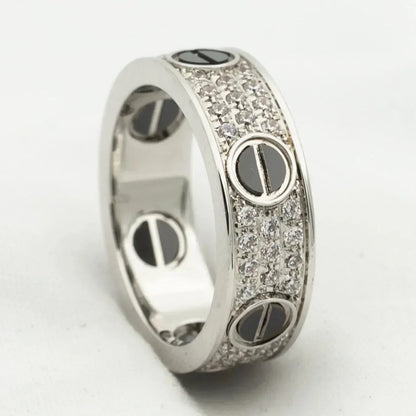 [Raffine] Liebesring 5,5 mm mit Diamanten besetzt, Keramik