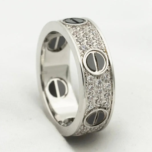 [Raffine] Liebesring 5,5 mm mit Diamanten besetzt, Keramik