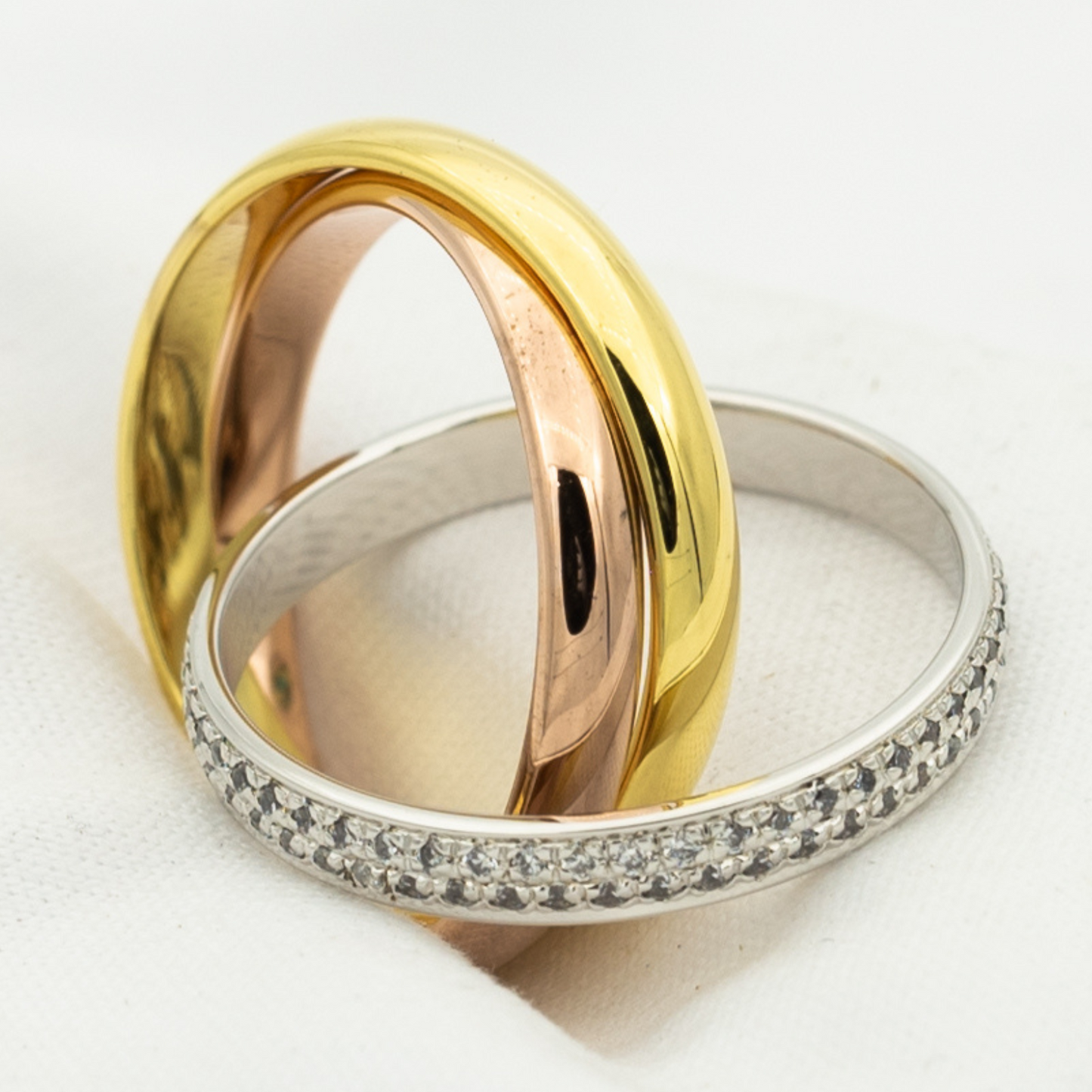 [RAFFINE] ANILLO TRINITY ORO ORO ROSA PLATA DIAMANTES