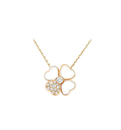 [RAFFINE]CLOVER MOP DIAMOND ROSE GOLD NECKLACE