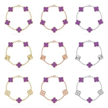 [RAFFINE] CLOVER 5 MOTIF VIOLET BRACELET COLLECTION