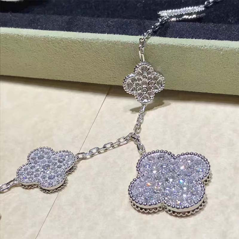 [RAFFINE]CLOVER 6 MOTIFS SILVER DIAMOND BRACELET