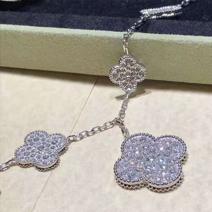 [RAFFINE]CLOVER 6 MOTIFS SILVER DIAMOND BRACELET