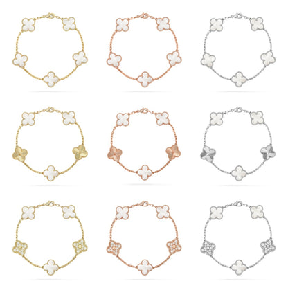 [RAFFINE]CLOVER WHITE PEARL MOP 5 MOTIF BRACELET COLLECTION