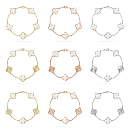 [LUXE]CLOVER WHITE PEARL MOP 5 MOTIF BRACELET COLLECTION