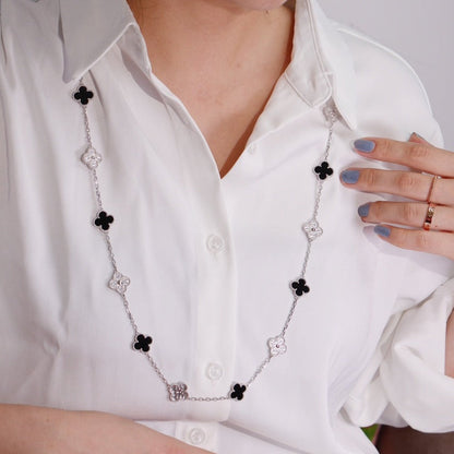 [RAFFINE]CLOVER 20 MOTIFS ONYX DIAMOND SILVER