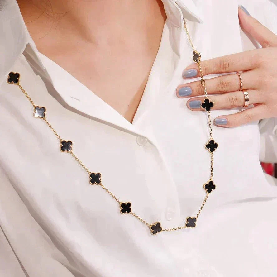 [LUXE]CLOVER 20 MOTIFS ONYX NECKLACE
