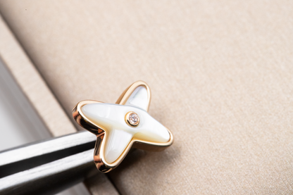 [RAFFINE]JEUX DE WHITE MOP PENDIENTES DE ORO ROSA CON DIAMANTES