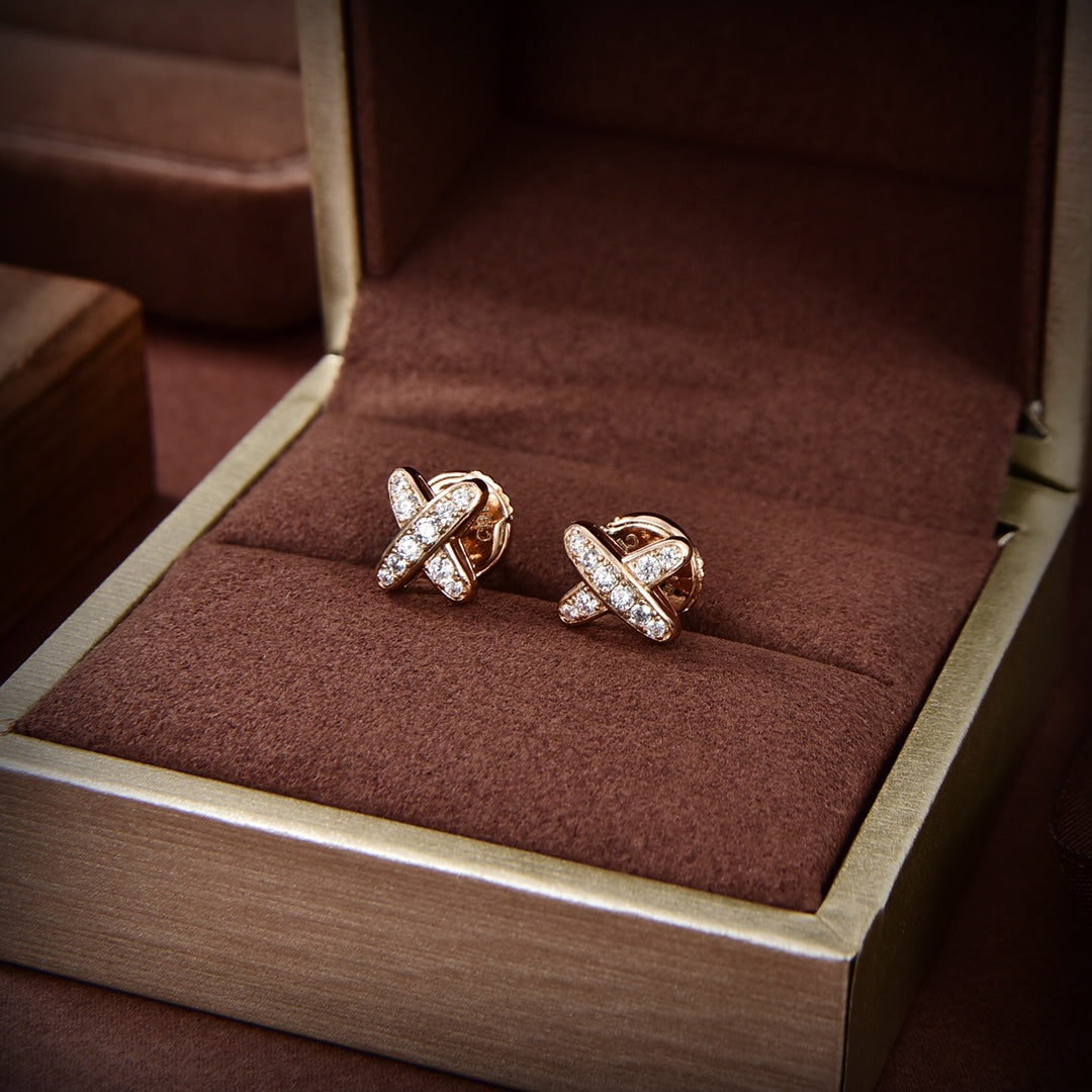 [RAFFINE]JEUX DE GOLD DIAMOND EARRINGS
