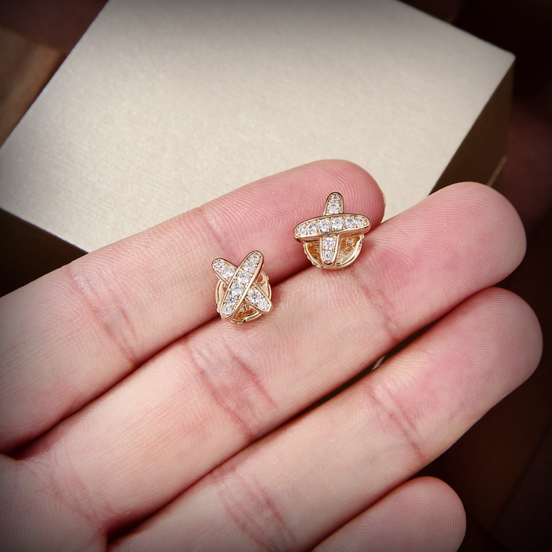 [RAFFINE]JEUX DE GOLD DIAMOND EARRINGS