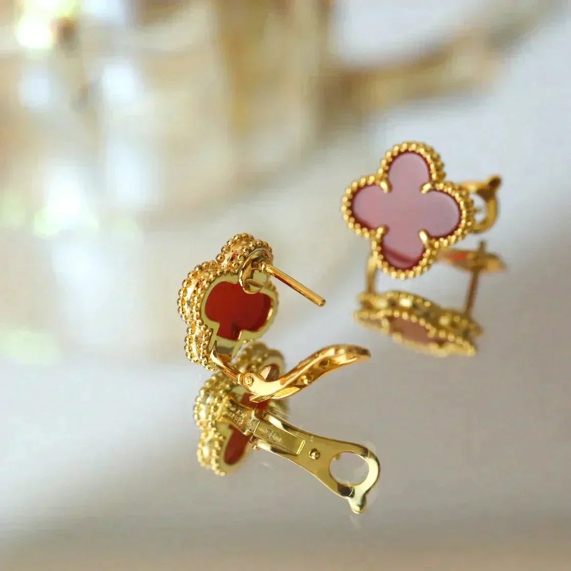[RAFFINE]CLOVER MEDIUM 1 MOTIFS CARNELIAN  EARRINGS