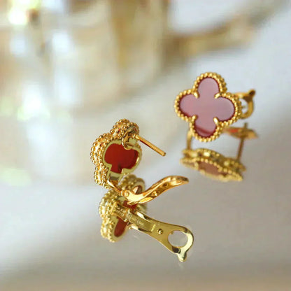 [RAFFINE]CLOVER MEDIUM 1 MOTIFS CARNELIAN  EARRINGS