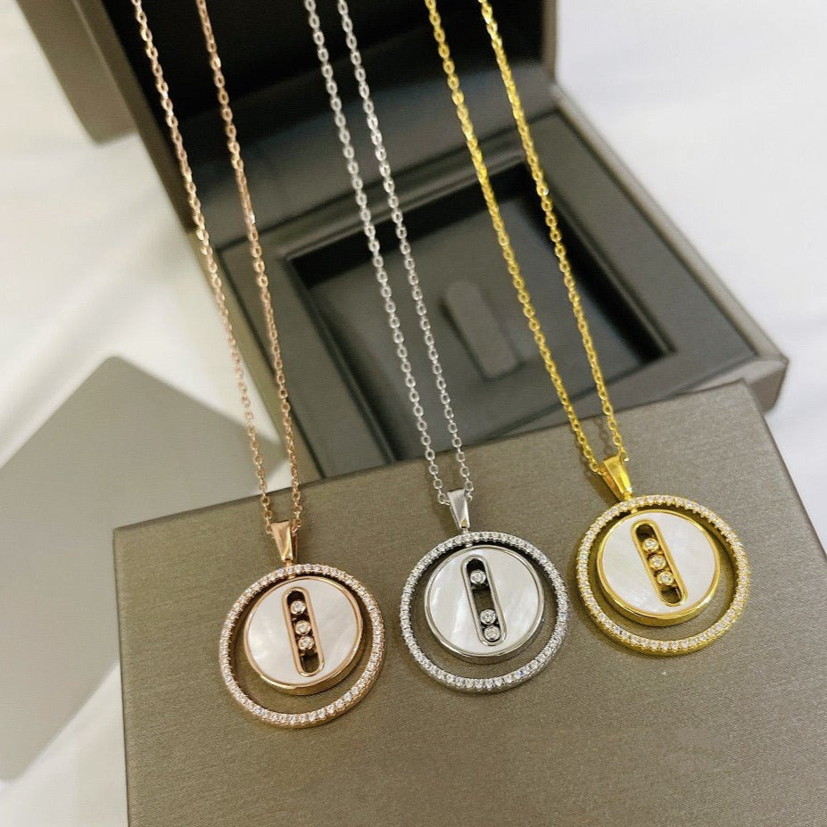 [RAFFINE]LUCKY MOVE MM NACRE BLANCHE DIAMOND NECKLACE