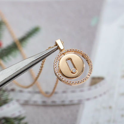 [RAFFINE]LUCKY MOVE PM NECKLACE PINK GOLD DIAMOND