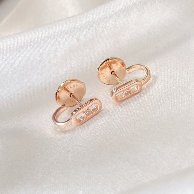 [RAFFINE]CREOLES MOVE UNO MINI 1 DIAMOND EARRINGS