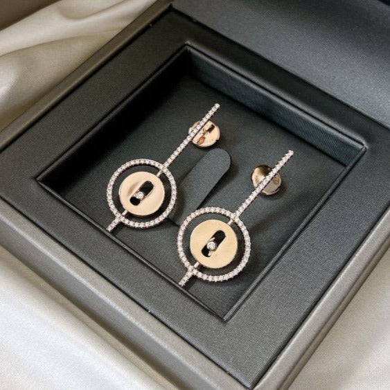 [RAFFINE]LUCKY MOVE ARROW PINK GOLD DIAMOND EARRINGS