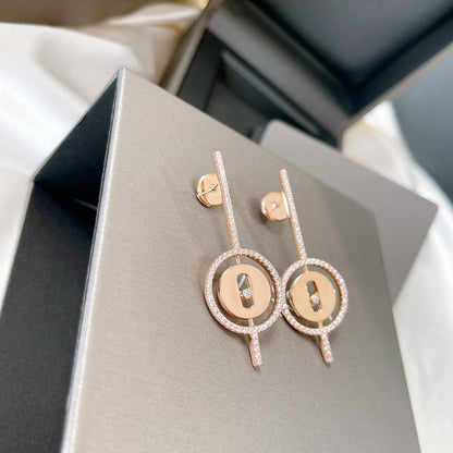 [RAFFINE]LUCKY MOVE ARROW PINK GOLD DIAMOND EARRINGS