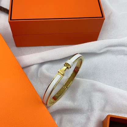[RAFFINE]CLASSIC HM CLIC WHITE 8MM ENAMEL BRACELET