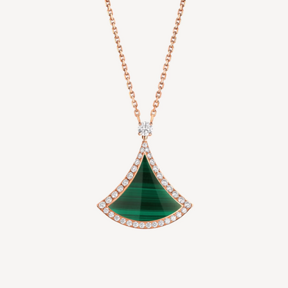 [Raffine]DREAM MALACHITE DIAMOND PAVED PINK GOLD NECKLACE