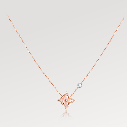 [RAFFINE]STAR PINK MOP 1 DIAMOND PINK GOLD NECKLACE