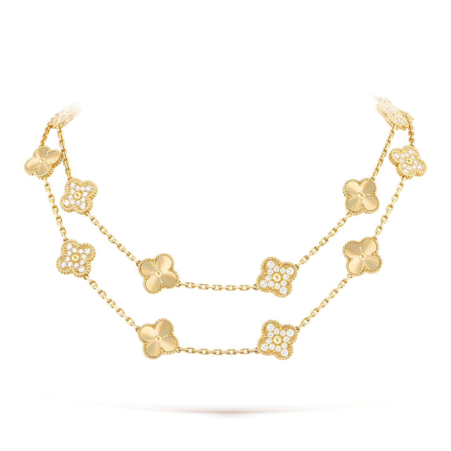 [RAFFINE]CLOVER 20 MOTIFS LASER DIAMOND NECKLACE