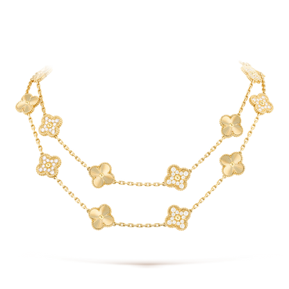 [RAFFINE]CLOVER 20 MOTIFS LASER DIAMOND NECKLACE