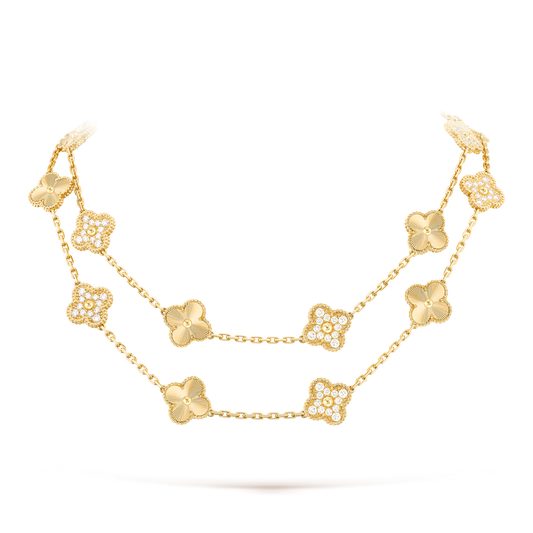 [RAFFINE]CLOVER 20 MOTIFS LASER DIAMOND NECKLACE