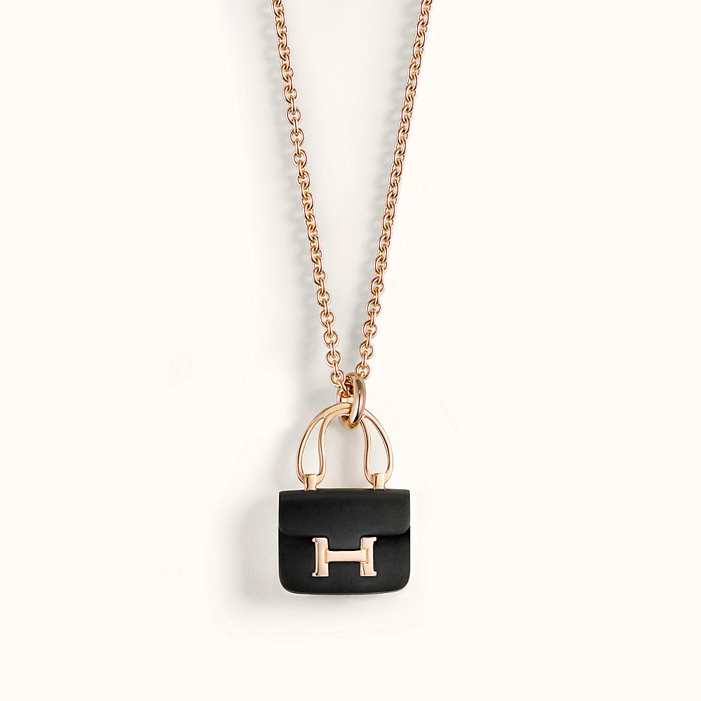 [Raffine]CONSTANCE BLACK PEDANT PINK GOLD NECKLACE