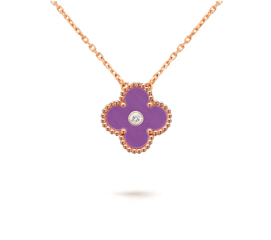 [LUXE]CLOVER 15MM DIAMOND SINGLE FLOWER NECKLACE COLLECTION