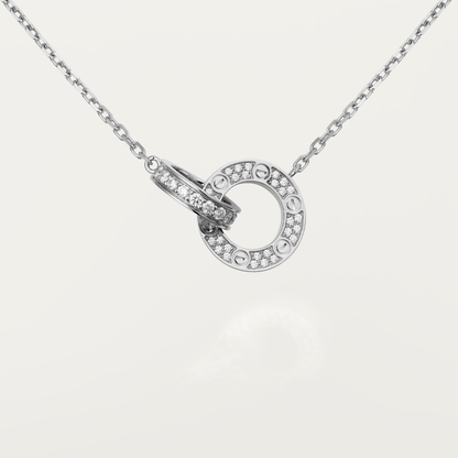 [RAFFINE] COLLAR LOVE DE 7,6 MM EN ORO ROSA Y PLATA CON DIAMANTES